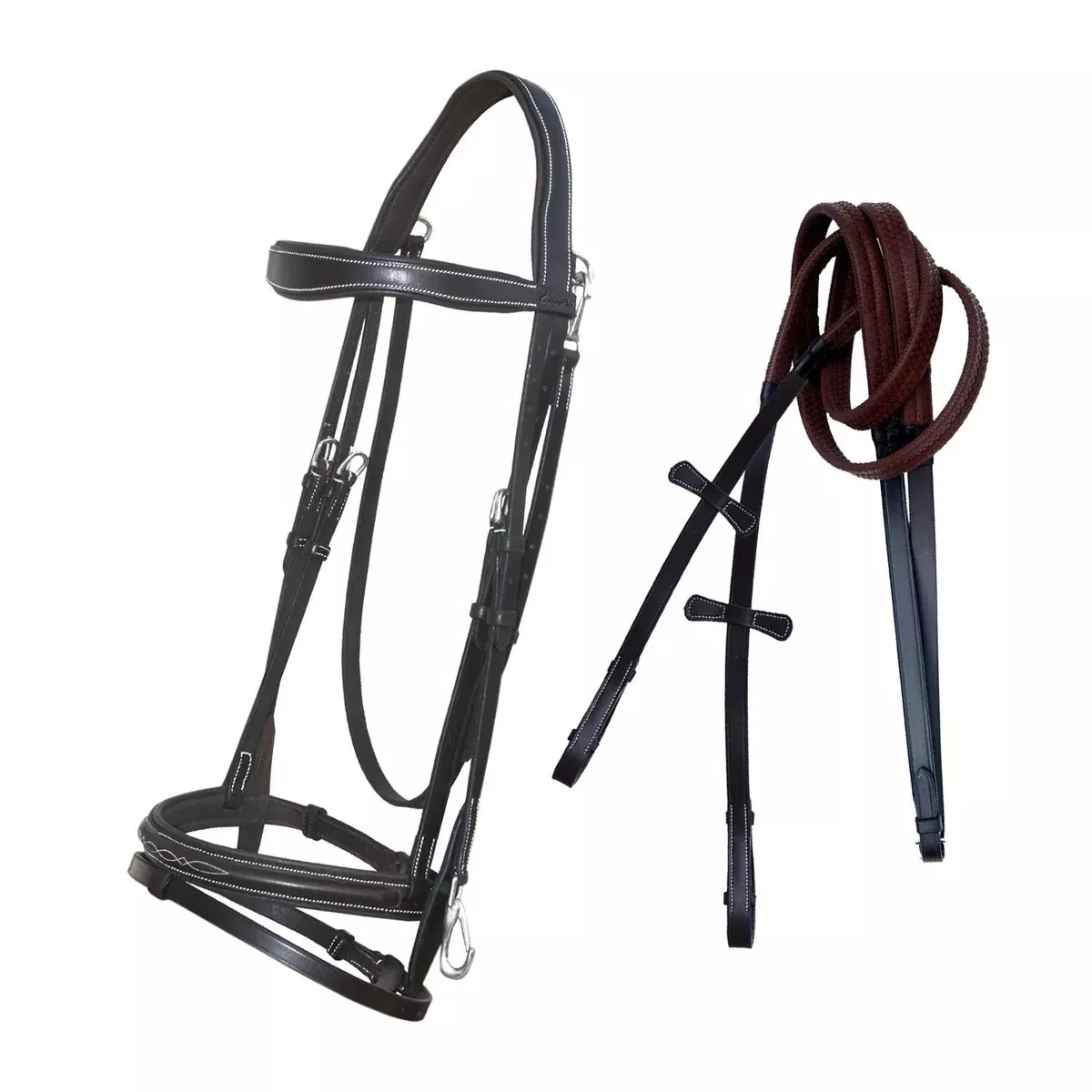 ExionPro Snap Snaffle Jumping Bridle with Rubber Reins